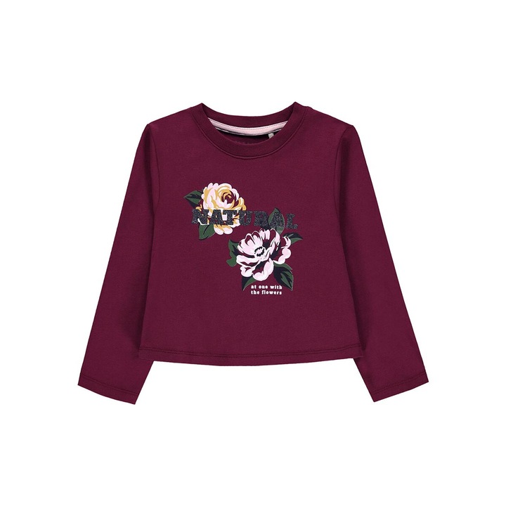 Bluza fete Kanz, bumbac/elastan, visiniu, 92 CM