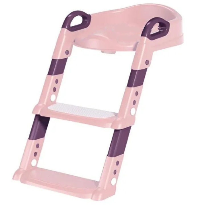 Тоалетна чиния, ергономична с дръжки, проектирана за издръжливост, преносима, уникален дизайн, просторни дръжки, поддържа гръбначния стълб, включена мека възглавница, 42 x 34 см - KIDISTEPADPINK