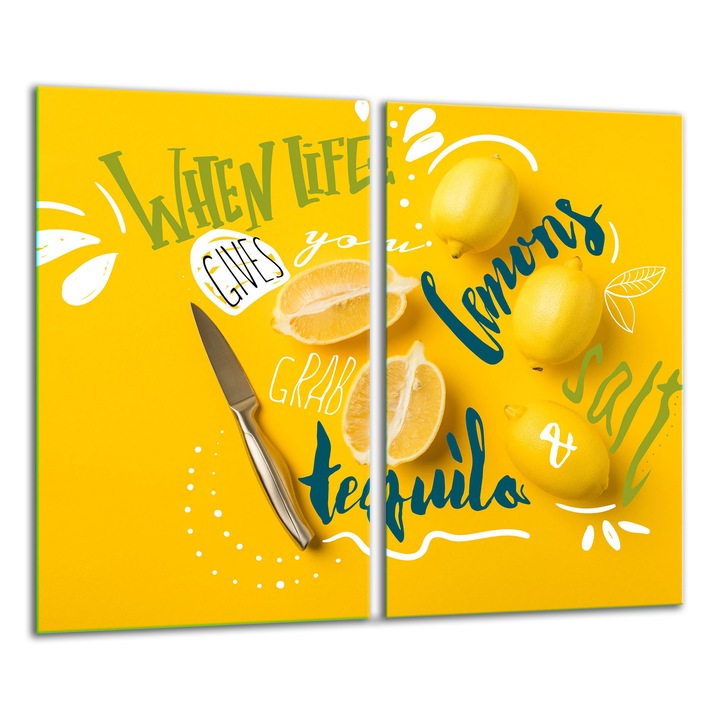 Edzett üveglap, 2 darabos szett, 30x52cm, grafikus dizájn, magas hőmérsékletnek ellenálló, könnyen tisztítható