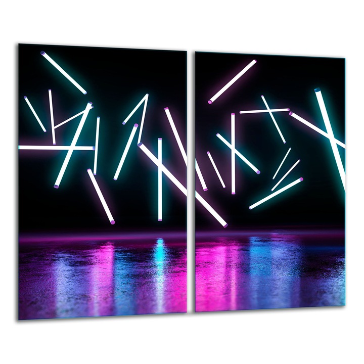 Edzett üveglap, 2 darabos szett, 30x52cm, többszínű grafikával, magas hőmérsékletnek ellenálló, könnyen tisztítható