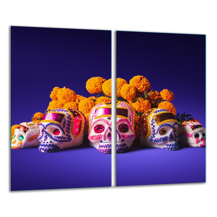 Edzett üveglap, 2 darabos szett, 30x52cm, Halloween grafikával, magas hőmérsékletnek ellenálló, könnyen tisztítható