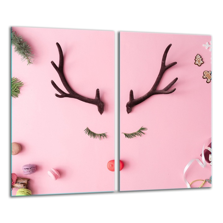 Placa de sticla pentru taiat 2x 30x52 cm, design grafic, rezistenta la temperaturi, usor de curatat