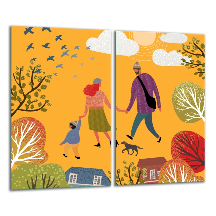 Edzett üveglap, 2 darabos szett, 30x52cm, grafikus dizájn, magas hőmérsékletnek ellenálló, könnyen tisztítható