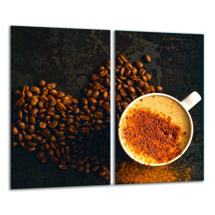 Placa de sticla protectoare 2x 30x52 cm, design grafic, pentru gatit si taiat, multicolor