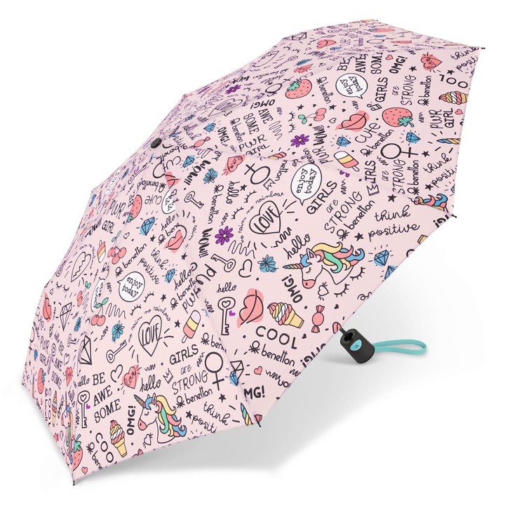 Комплект детски чадъри, Benetton Mini AC, модел Еднорог, розов, 28x95см
