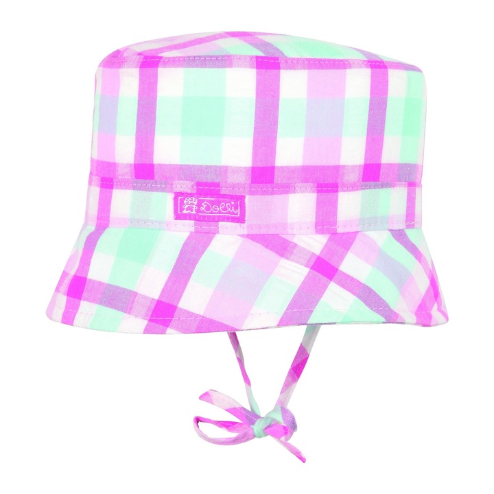 DOLL halászsapka, rózsaszín, kockás mintával, 100% pamut, gyerekeknek