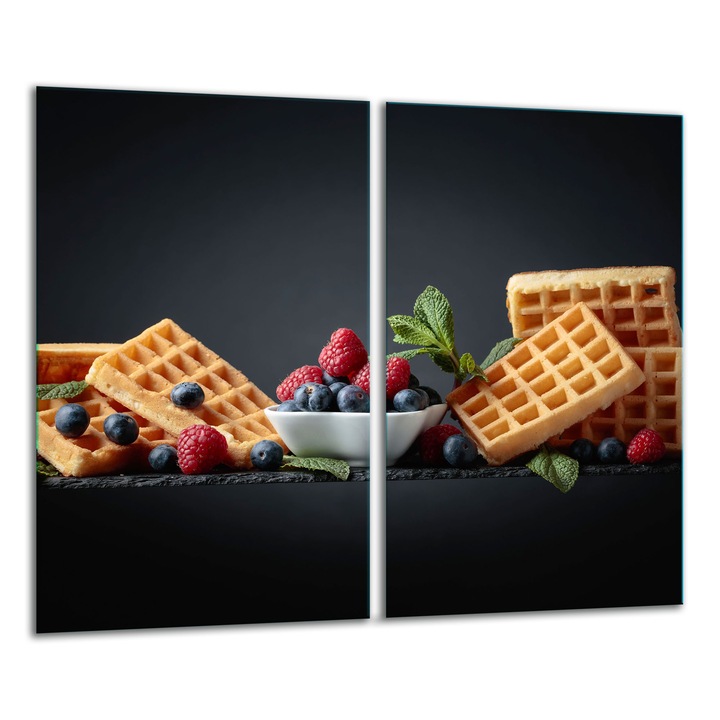 Edzett üveglap, 2 darabos készlet, 30x52cm, gofrimintás grafika, magas hőmérsékletnek ellenálló, könnyen tisztítható