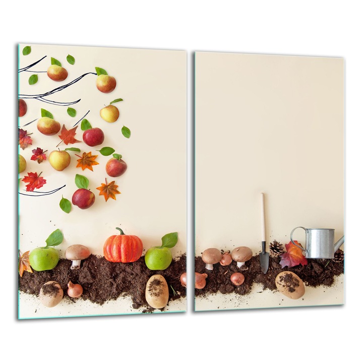 Edzett üveglap, 2 darabos szett, 30x52cm, grafikus dizájn, magas hőmérsékletnek ellenálló, könnyen tisztítható