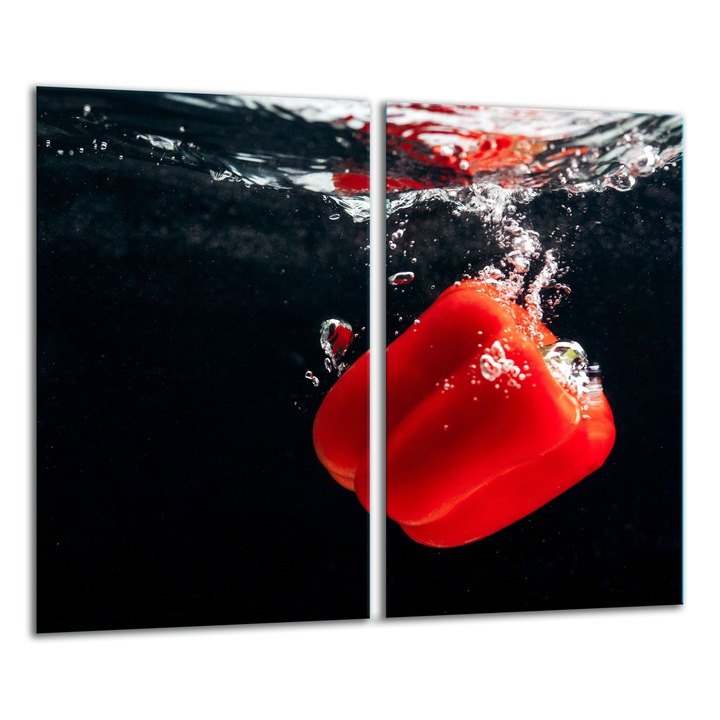 Placa de sticla pentru taiat 2x 30x52cm, motiv grafic, multicolor