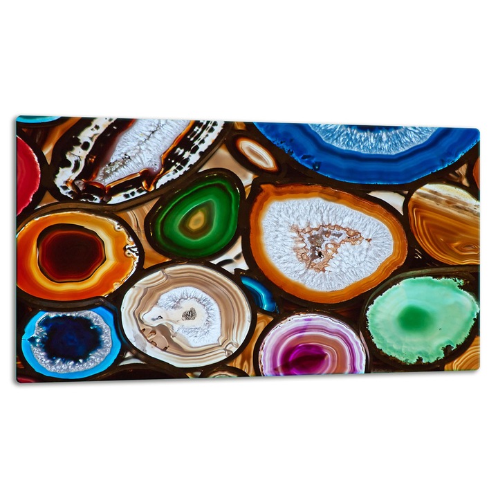 Placa de sticla protectoare 52x30cm, design modern, pentru gatit si taiat, multicolor