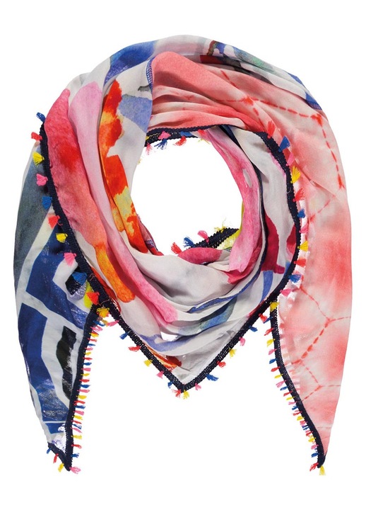 Esarfa triunghiulara colorata cu franjuri, set, dimensiuni variate