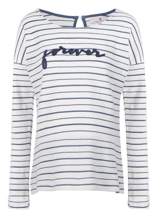 Bluza dama, gri, bumbac, maneci lungi, imprimeu in dungi, M INTL