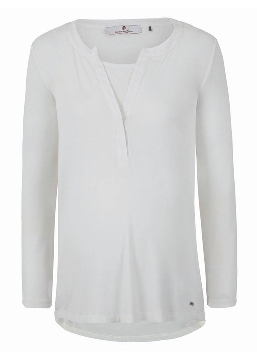 Bluza dama, alba, cu maneca lunga, din viscoza si elastan, pentru alaptare