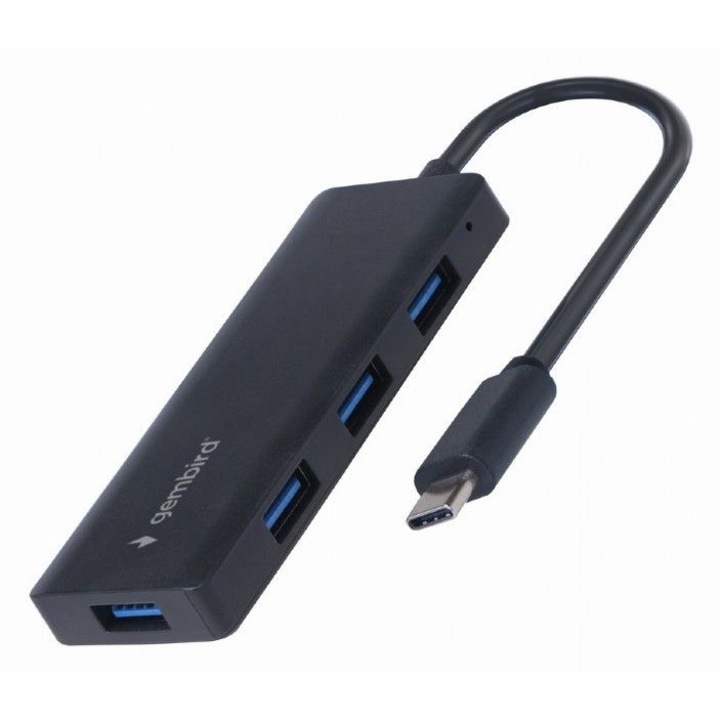 Gembird UHB-CM-U3P4-02 4-portos USB3.1 HUB USB-C bemenet, fekete