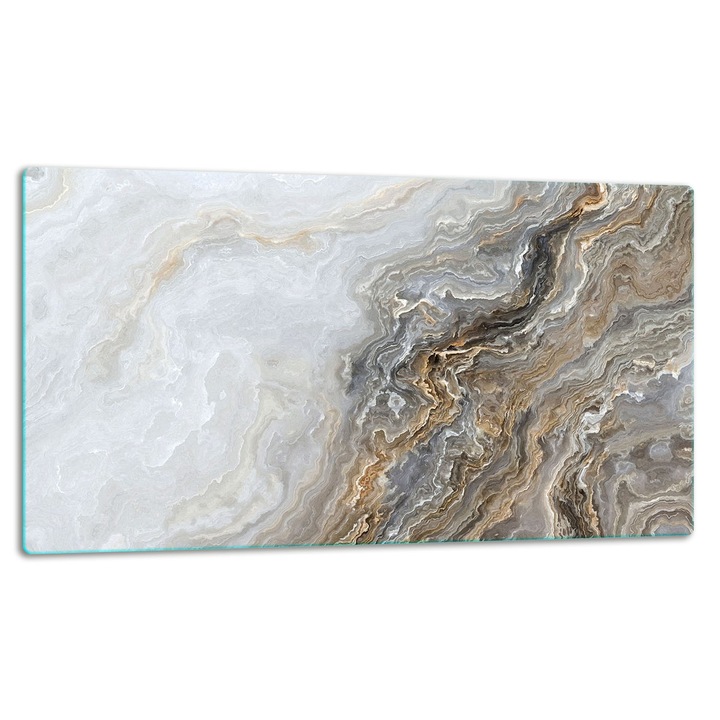 Placa de sticla pentru protectie si taiere 52x30 cm, marmura, set cu suporturi antiderapante