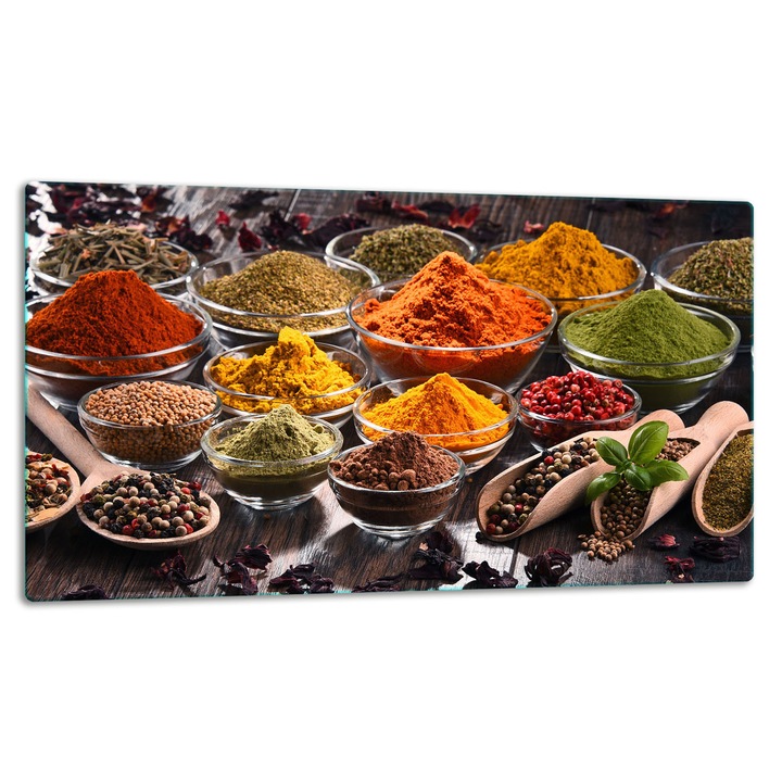 Placa de sticla protectoare 52x30cm, design modern, pentru gatit si taiat, multicolor