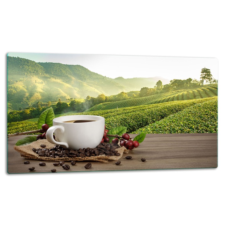 Placa de sticla protectoare 52x30cm, design grafic, pentru gatit si taiat, multicolor