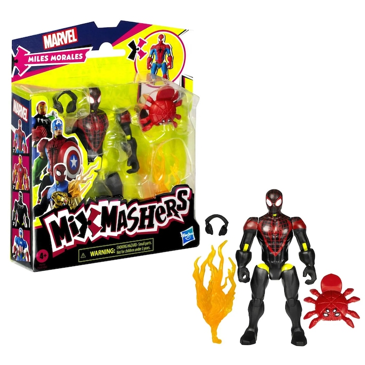 Figurina cu accesorii, Marvel Spiderman, Mixmashers, Miles Morales