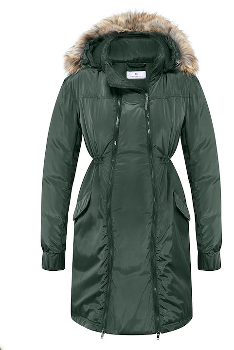 Geaca de maternitate de iarna cu gluga, kaki, Bellybutton Maternity