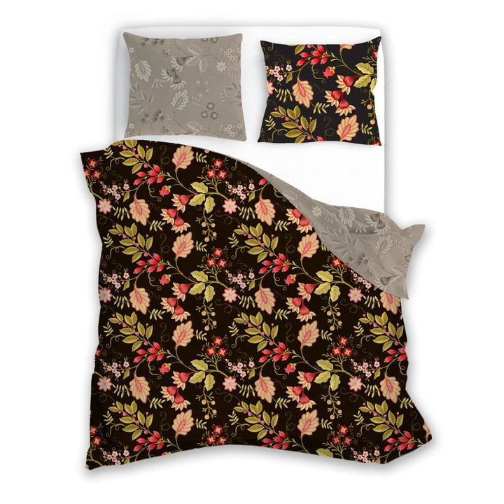 Ágyneműhuzat, Flovery, 220x200cm, 2 x 70x80cm, többszínű