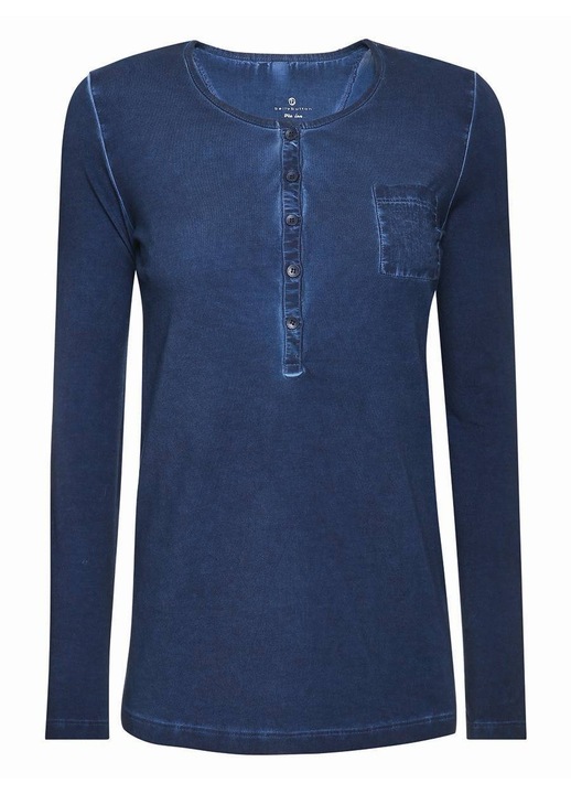 Bluza de alaptare dama Bellybutton Maternity, albastra, bumbac si elastan, maneca lunga, decolteu cu nasturi, M INTL