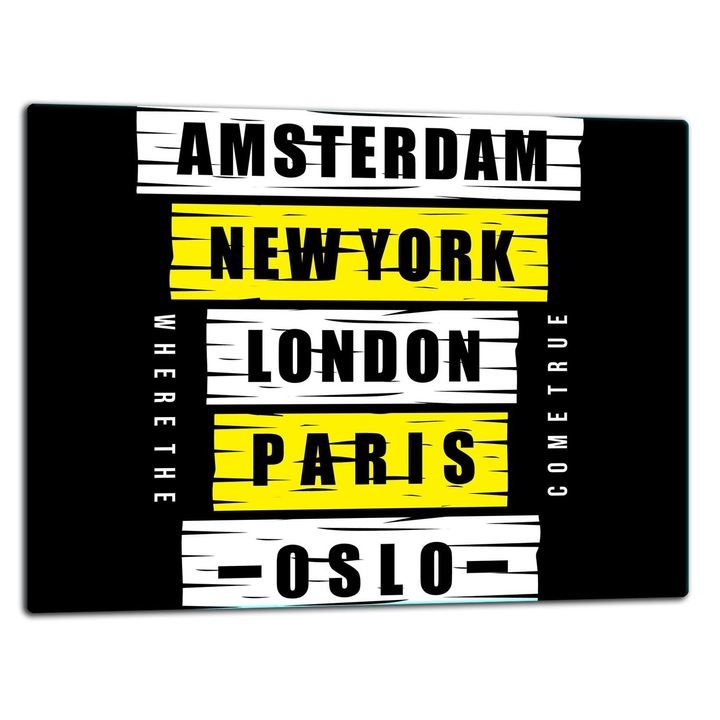 Placa de sticla protectoare 52x40cm, design grafic, tocator de bucatarie