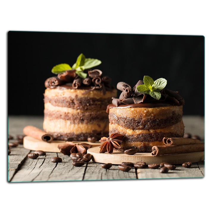 Placa de sticla protectoare 52x40cm, design grafic, pentru gatit si taiat, multicolor