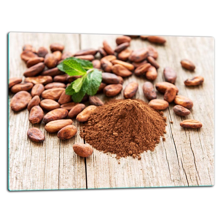 Placa de sticla protectoare 52x40cm, design grafic, pentru gatit si taiat, multicolor