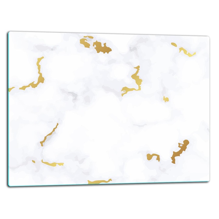 Placa de sticla protectoare 52x40cm, design marmura, pentru gatit si taiat, set cu suporturi antiderapante