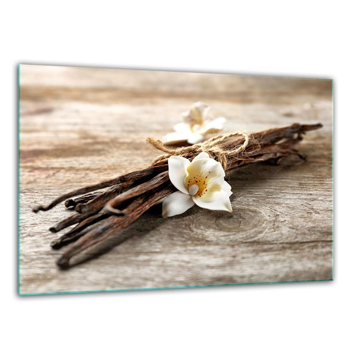 Tocator de bucatarie din sticla, 30x22cm, rezistent la zgarieturi, cu suporturi antiderapante, vanilie