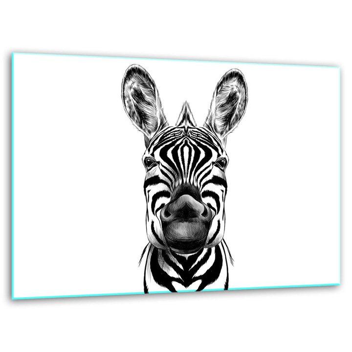Konyhai vágódeszka, 40x30cm, üveg, csúszásmentes, zebra mintás