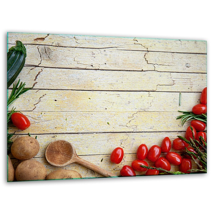 Tocator, 40x30cm, sticla, antiderapanta, set cu suporturi silicone