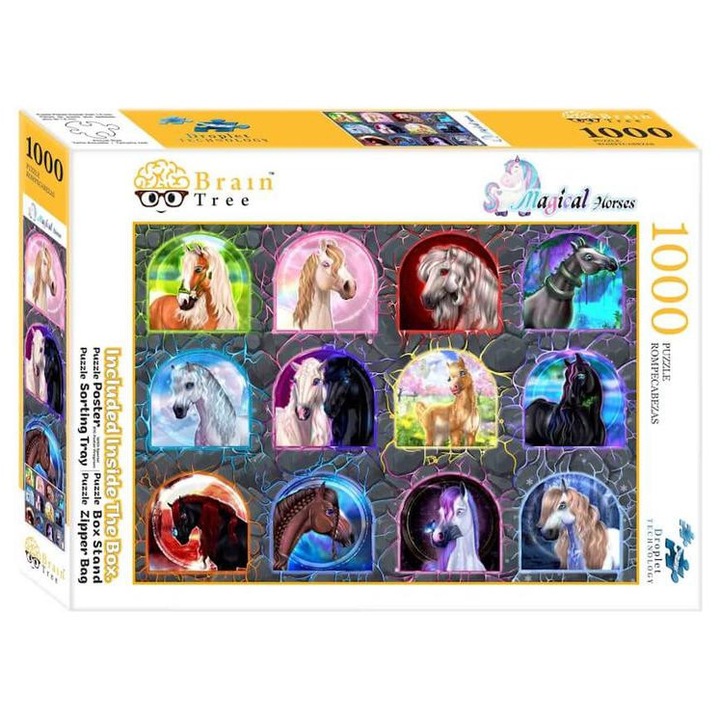 Пъзел Brain Tree от 1000 части - Вълшебни коне (2102072)