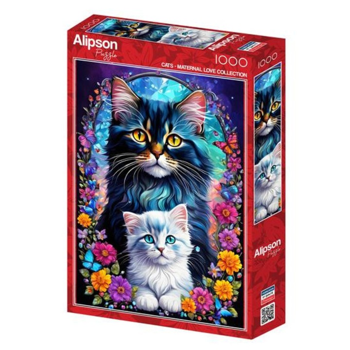 Puzzle Alipson 1000 de piese - Pisici - Colectia Dragoste Materna