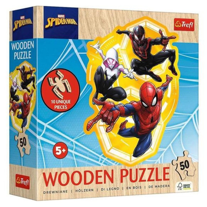 Trefl 50 db-os Wooden Contour Fa Puzzle - Pókember (20280)