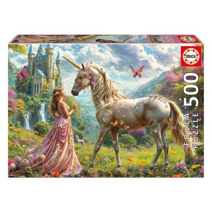 Educa 500 db-os puzzle - Tündérek, unikornisok, pillangók (20243)