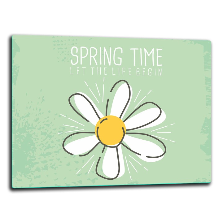 Placa de sticla protectoare 52x40cm, design flori, pentru gatit si taiat, usor de curatat