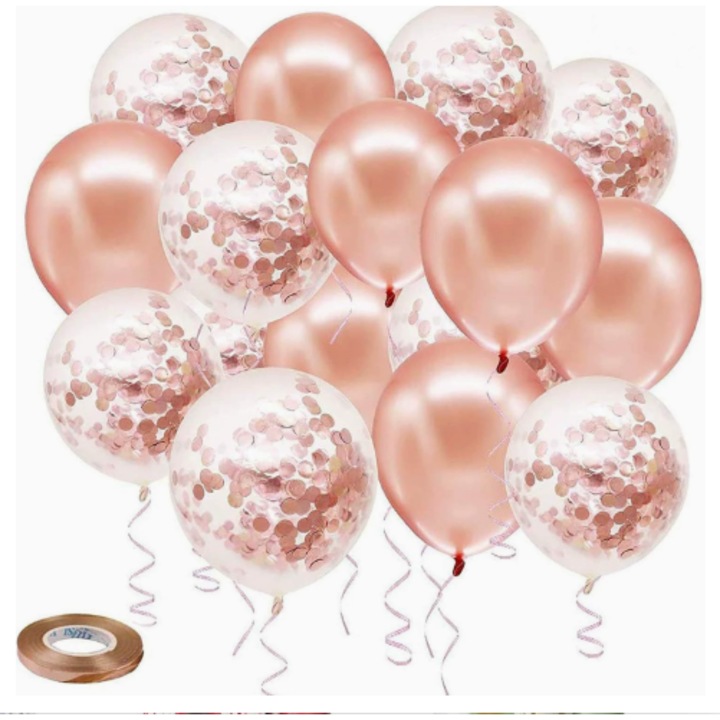Set 50 baloane Caramiziu TrendiShop®, Latex Premium, Ideale pentru Petreceri si Decoruri Festive, Caramiziu, Confetti, 30 cm