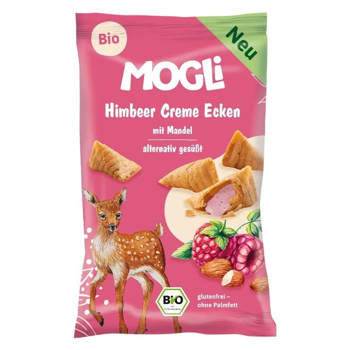 ECO Mini pernute crocante umplute cu crema de zmeura, Mogli, 30g