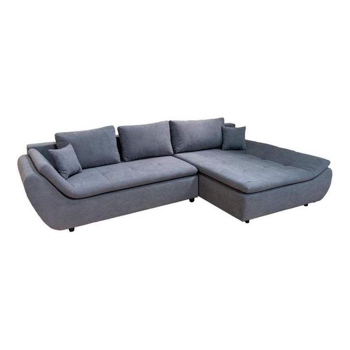 Coltar Extensibil Relax Vega 33 Dreapta, 305 x 180 x 87 cm, cu Lada de Depozitare, Gri deschis