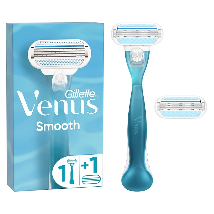 Дамска самобръсначка Gillette Venus Smooth, дамска самобръсначка + 2 самобръсначки с тройно острие, подарък за жени
