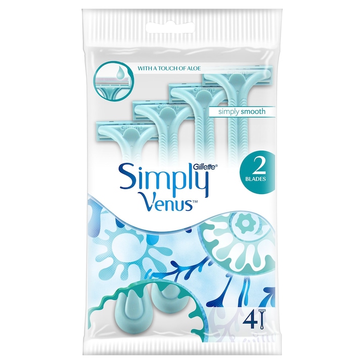Gillette Simply Venus 2 eldobható női borotva, 4 db