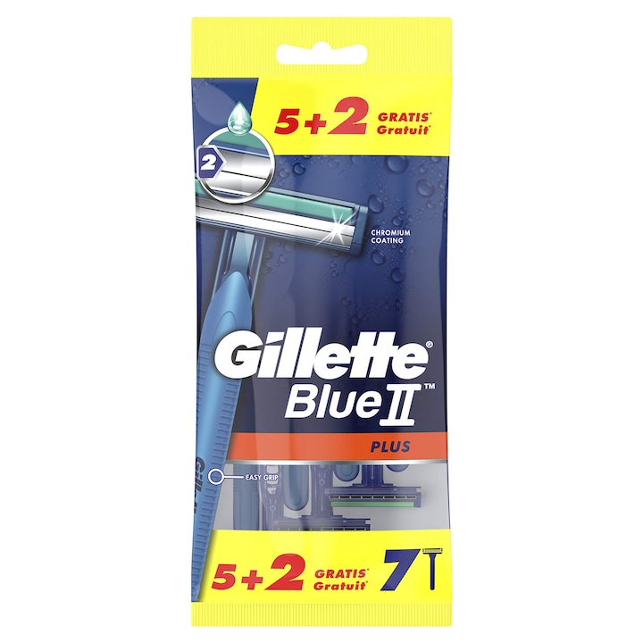 Самобръсначки за еднократна употреба Gillette Blueii Plus за мъже 5+2, с 2 ножчета, фиксирана глава