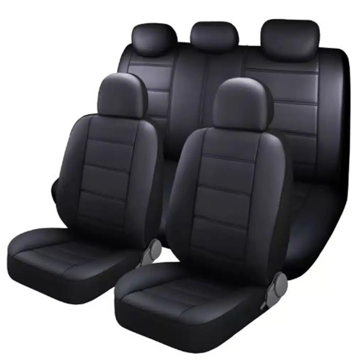 Set huse auto universale Speed1 King 2, 11 piese, protectie completa, negru, pentru 5 locuri