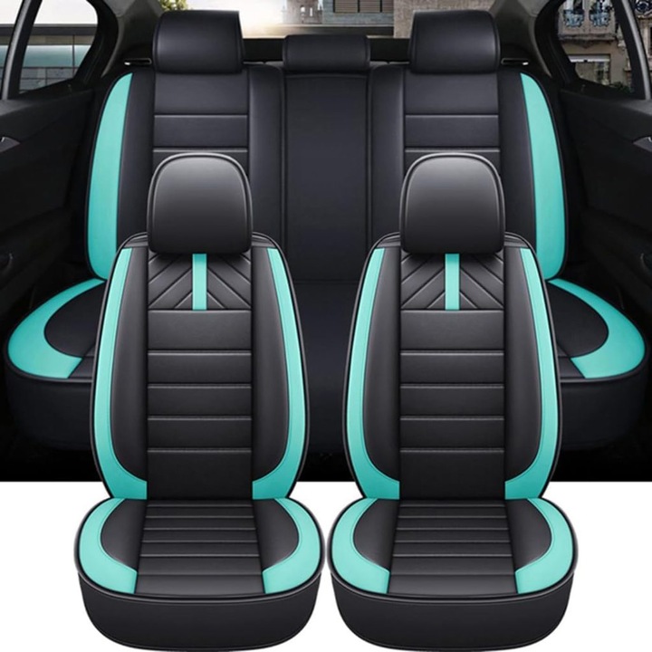 Huse auto Speed1, Nappa, negru, pentru 2 scaune fata si 2 scaune spate