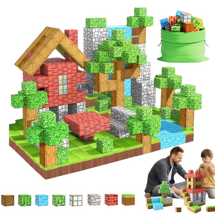 Mágneses építőkockák - 100 db mágneses építőkockák, csempék, rakható kockák, játék, kreatív építőjátékok, Montessori érzékszervi játékok gyerekeknek, fiúknak, lányoknak, 5, 6, 7, 8, 9, 10 éves korig, születésnapi ajándékok