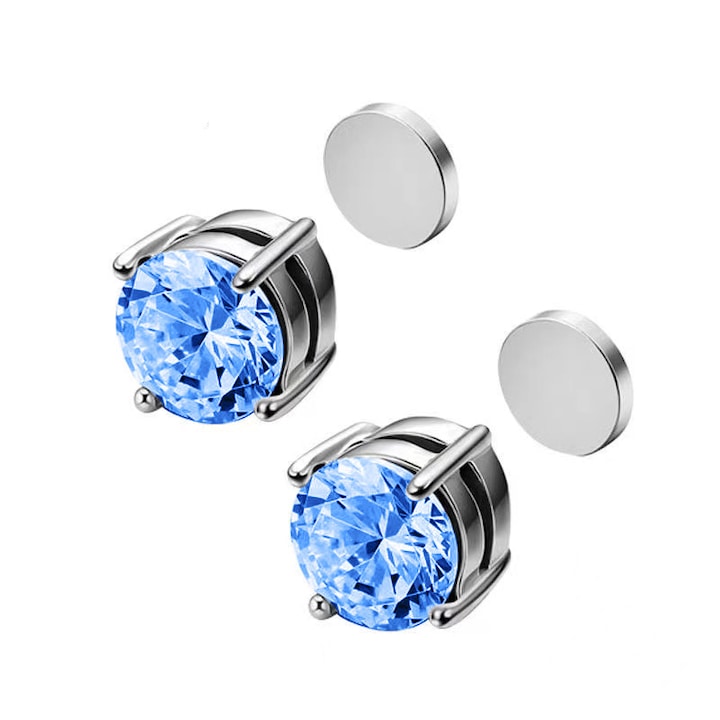 Cercei Barbati Magnet 6 mm, albastru cerulen, 6 mm