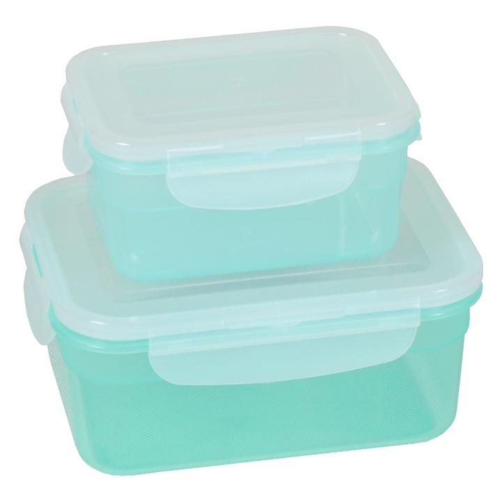 Set cutie de depozitare a alimentelor verde smarald, pachet de 2 (1,1 l, 0,5 l) Flair
