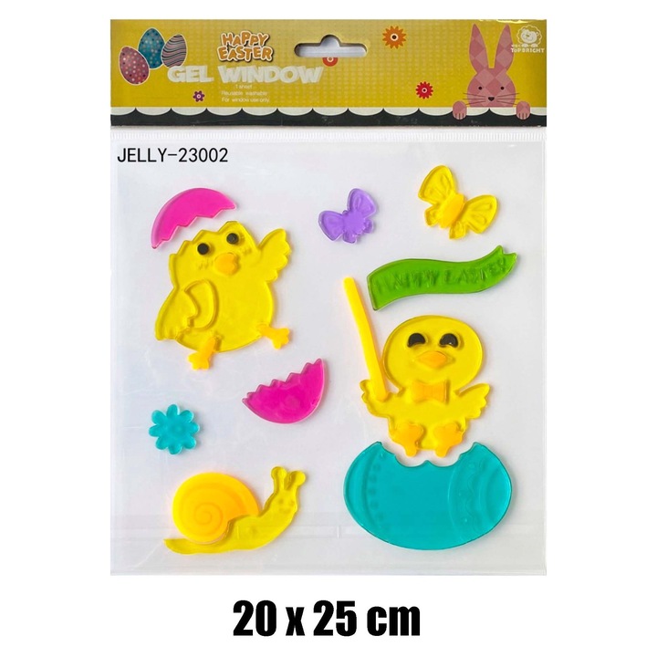 Gel autocolant pentru geam IRIS, pui galbeni, 20 x 25 cm
