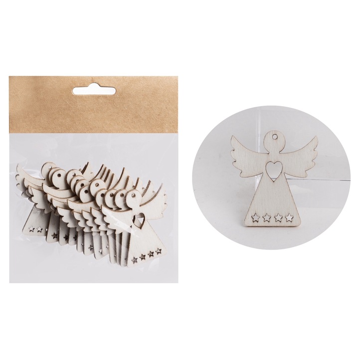 Iris fa angyal natúr szív 12db 4*4 cm